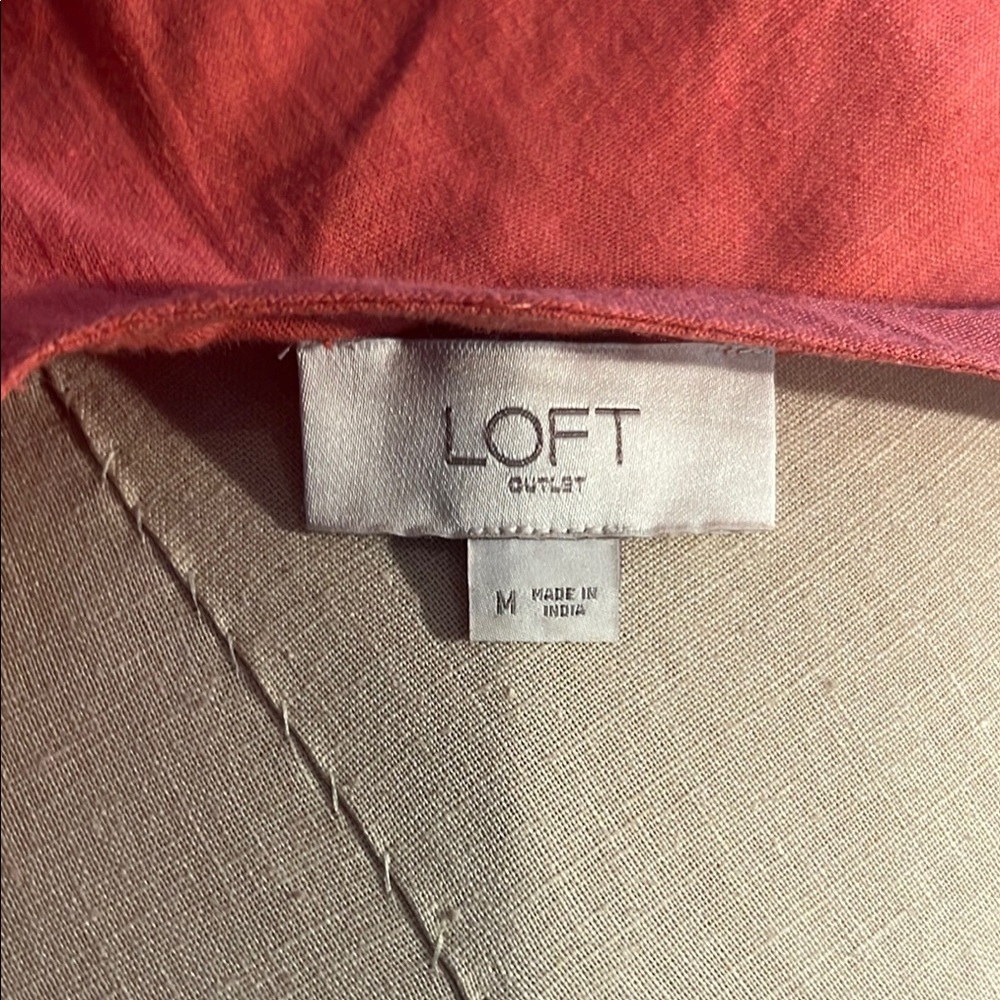 LOFT Orange Blouse Relaxed Fit 3/4 Sleeves - Picture 5 of 6